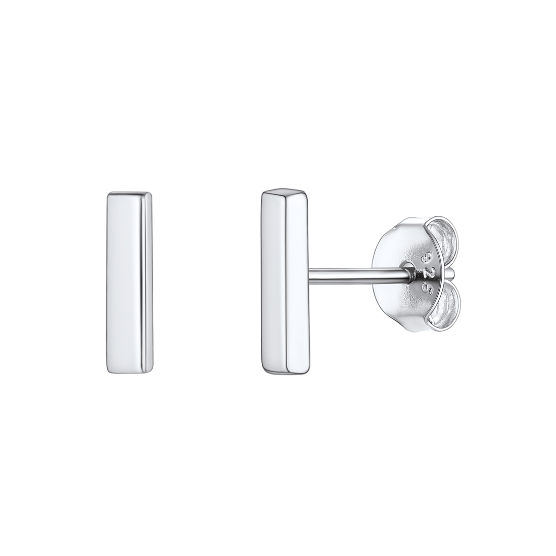 925 Sterling Silver Dainty Simple Bar Stud Earrings For Women SILVER