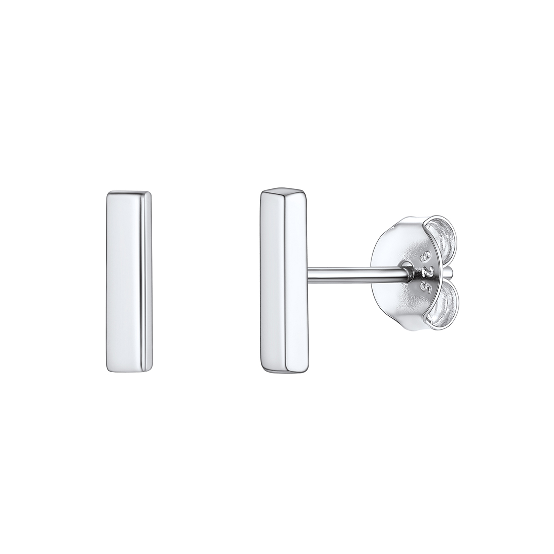925 Sterling Silver Dainty Simple Bar Stud Earrings For Women SILVER
