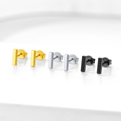 925 Sterling Silver Dainty Simple Bar Stud Earrings For Women COLOR