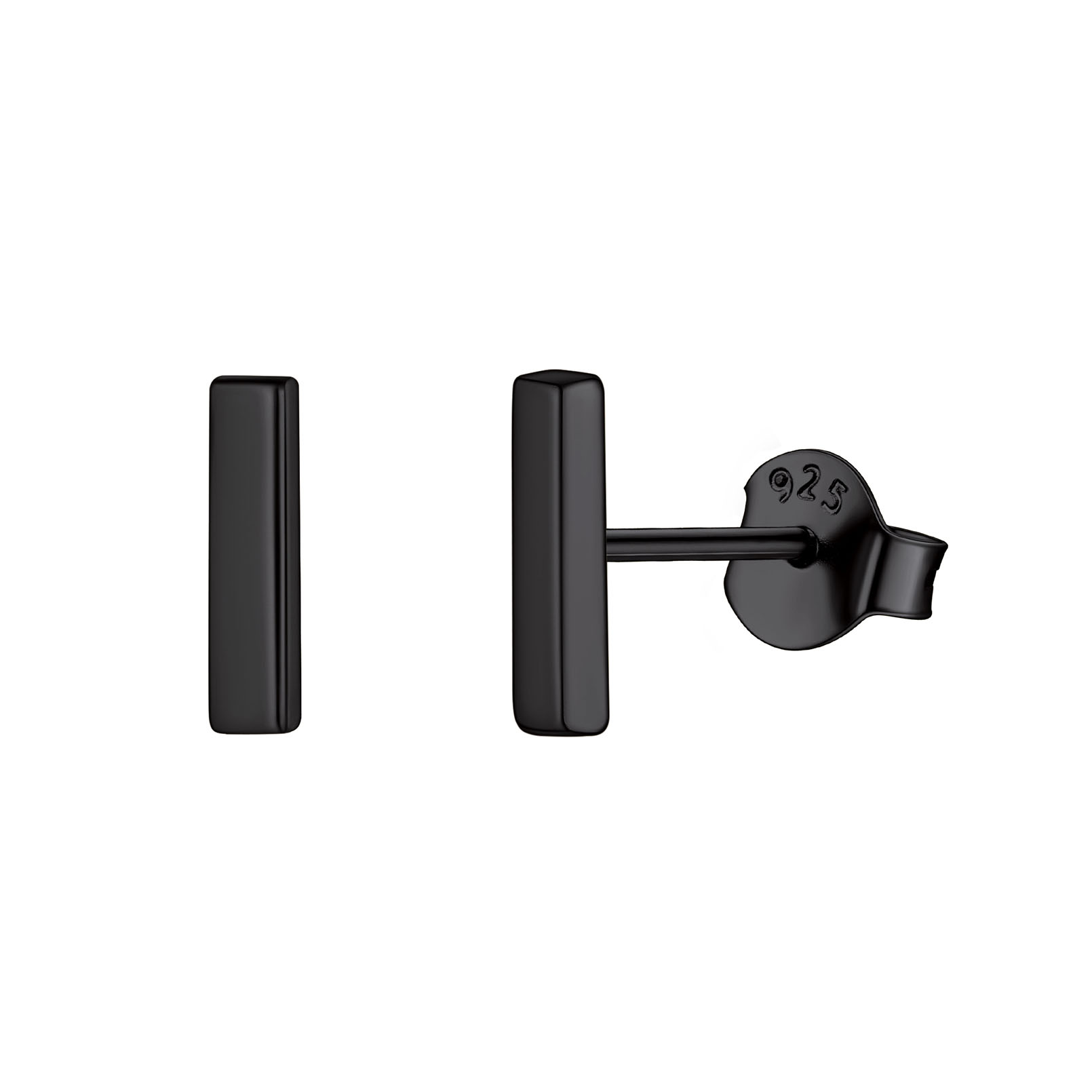 925 Sterling Silver Dainty Simple Bar Stud Earrings For Women BLACK
