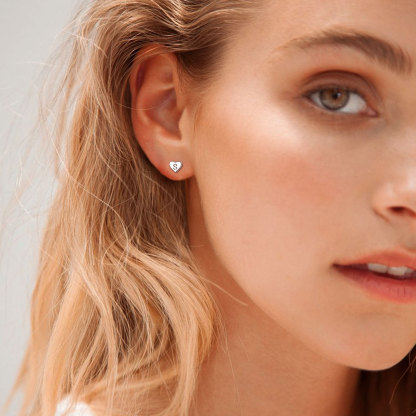 Heart Initial 925 Sterling Silver Stud Earrings for Women model