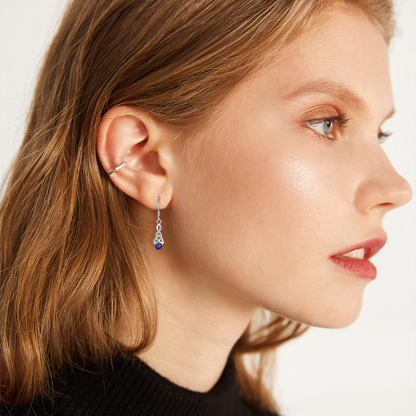 Heart Birthstone 925 Sterling Silver Celtic Knot Dangle Hook Earrings MODEL