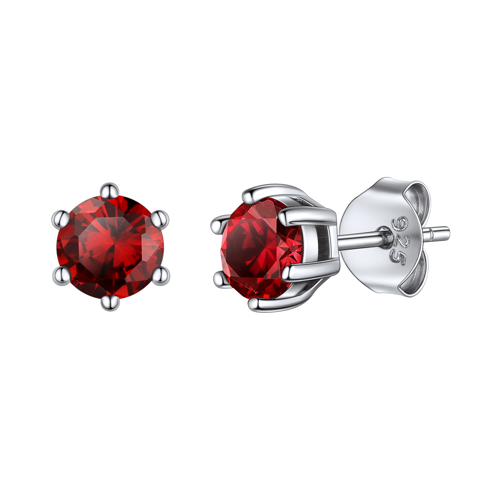 925 Sterling Silver Birthstone Round Cut Stud Earrings for Women Jan
