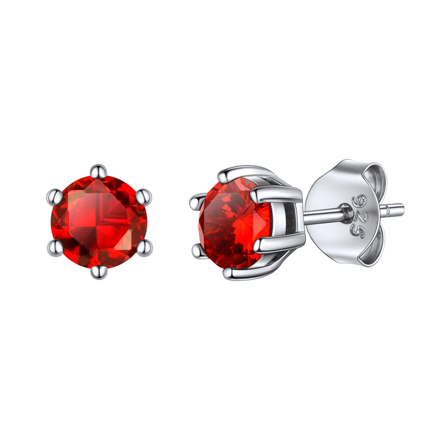 925 Sterling Silver Birthstone Round Cut Stud Earrings for Women Jul