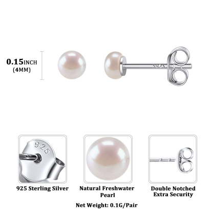 Freshwater Pearls Sterling Silver Studs Earings For Women 