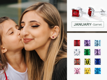 925 Sterling Silver Birthstone Stud Earrings for Women