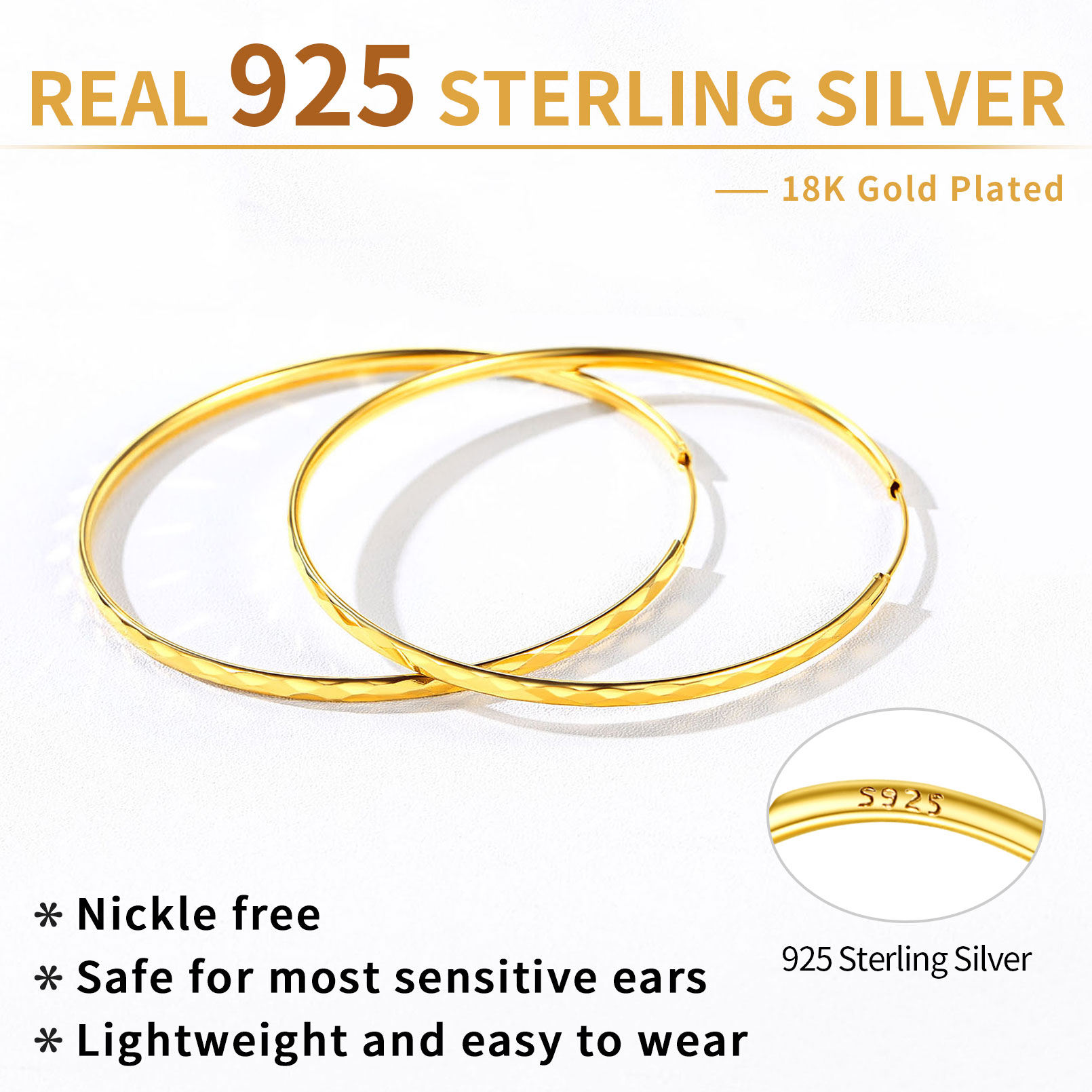  Sterling Silver Hoop Earrings