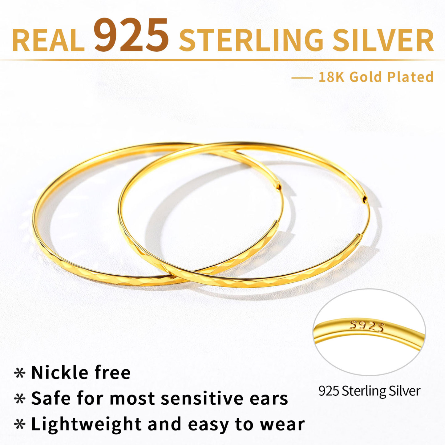  Sterling Silver Hoop Earrings