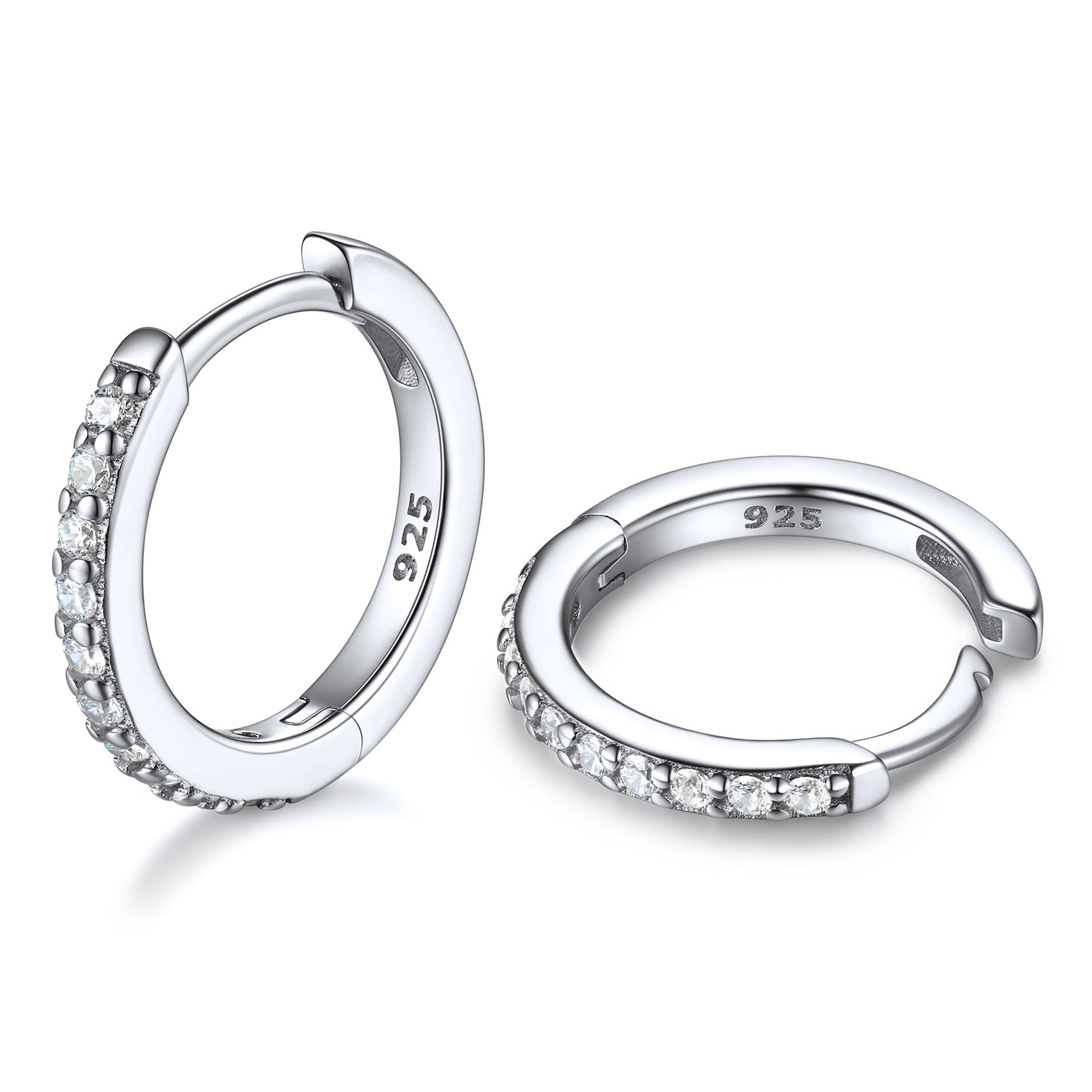 White Gold Plated Silver Small Hoop Earrings for Women