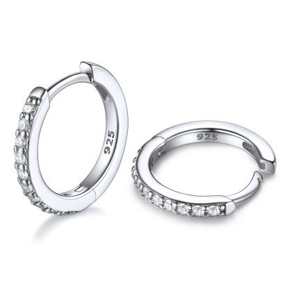 White Gold Plated Silver Small Hoop Earrings for Women