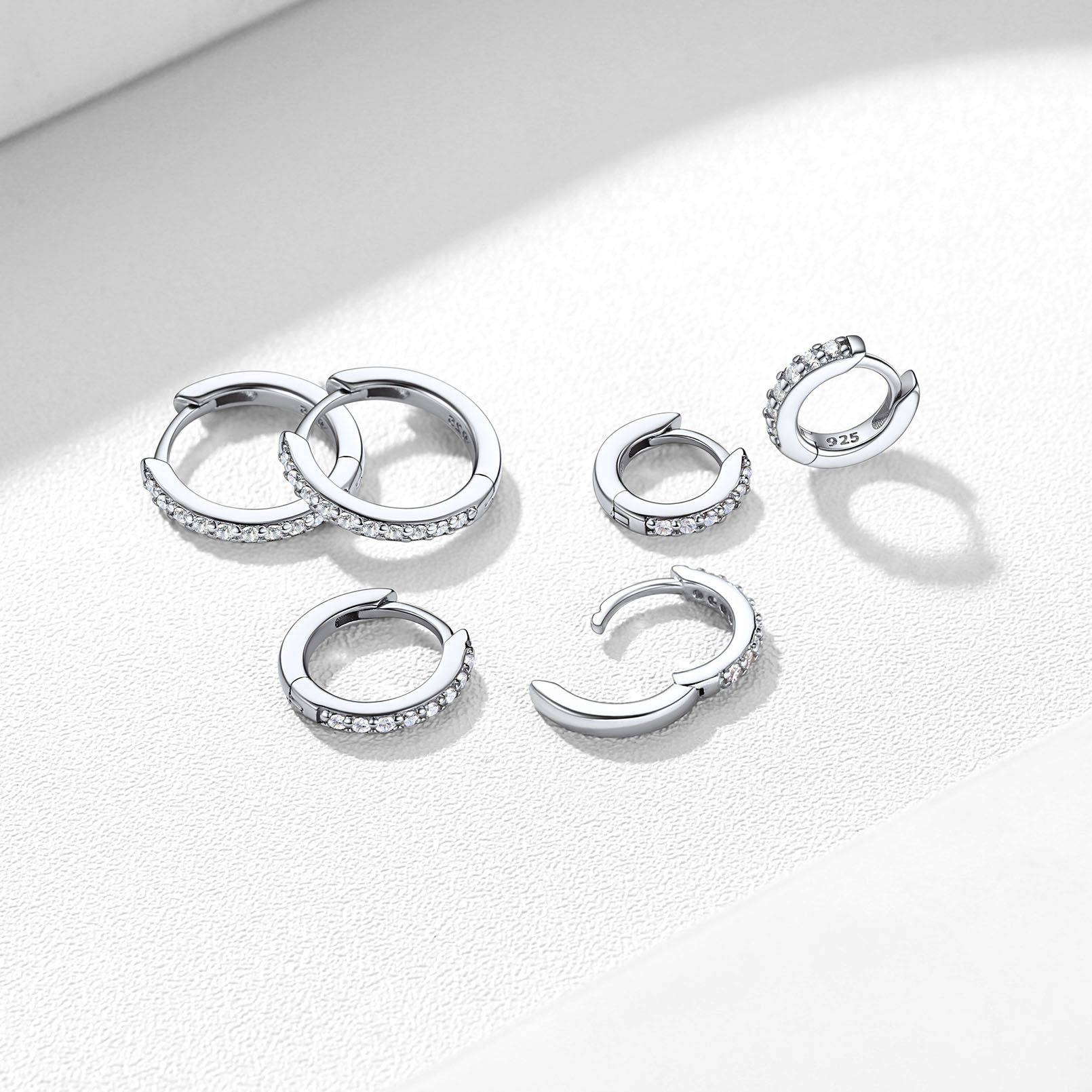 White Gold Plated Silver Small Hoop Earrings for Women