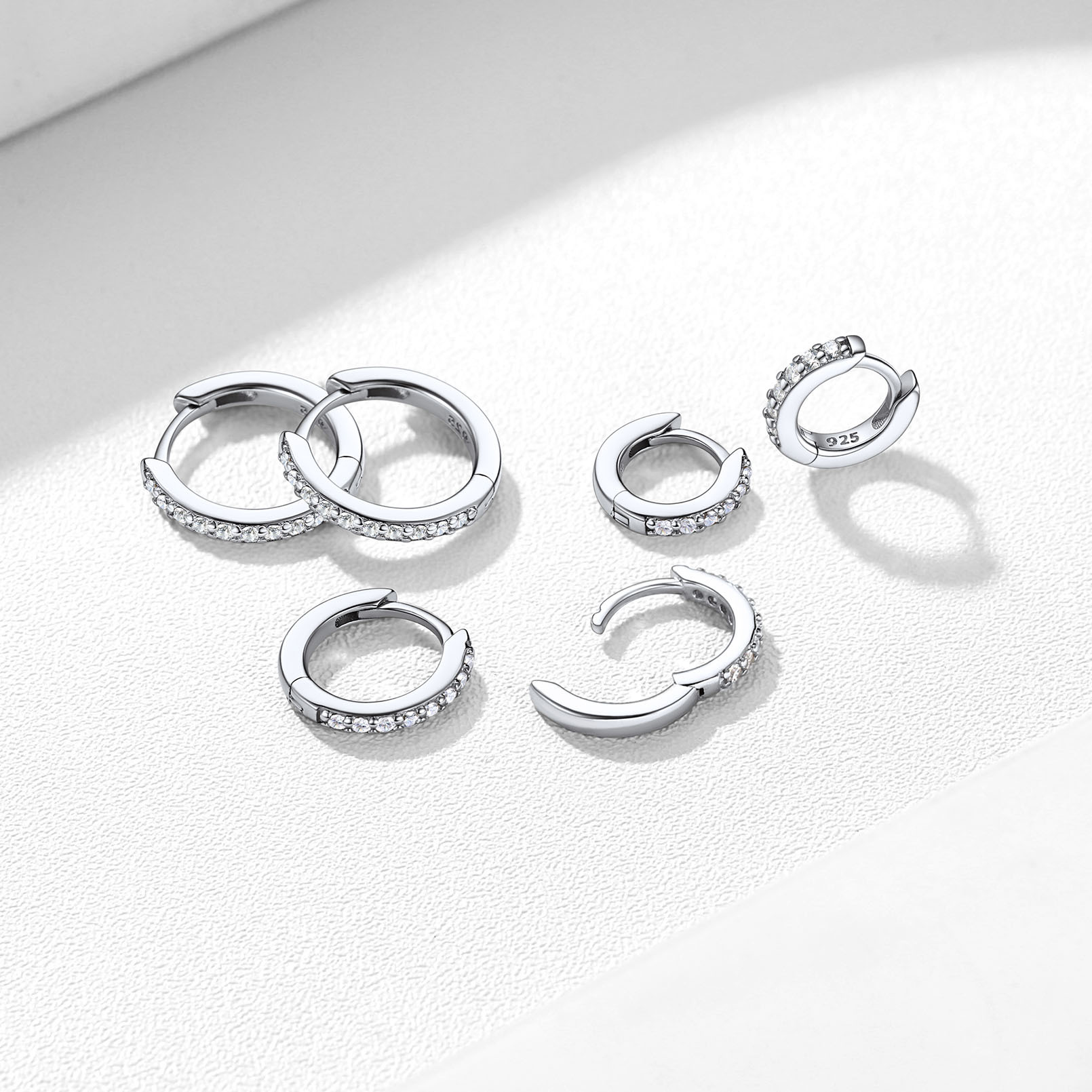 White Gold Plated Silver Small Hoop Earrings for Women