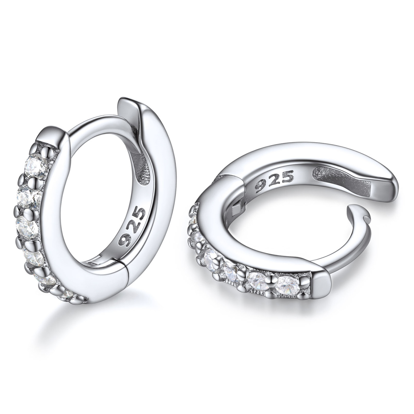White Gold Plated Silver Small Hoop Earrings for Women