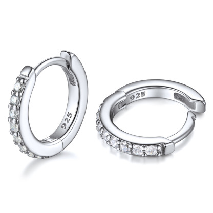 White Gold Plated Silver Small Hoop Earrings for Women