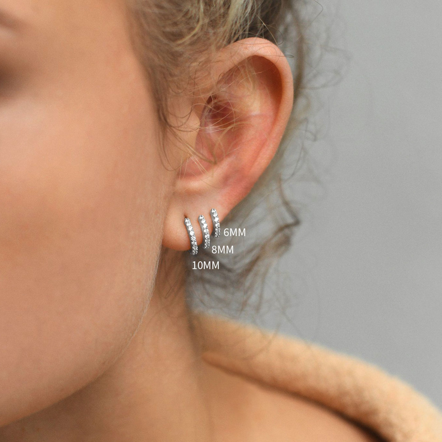 White Gold Plated Silver Small Hoop Earrings for Women