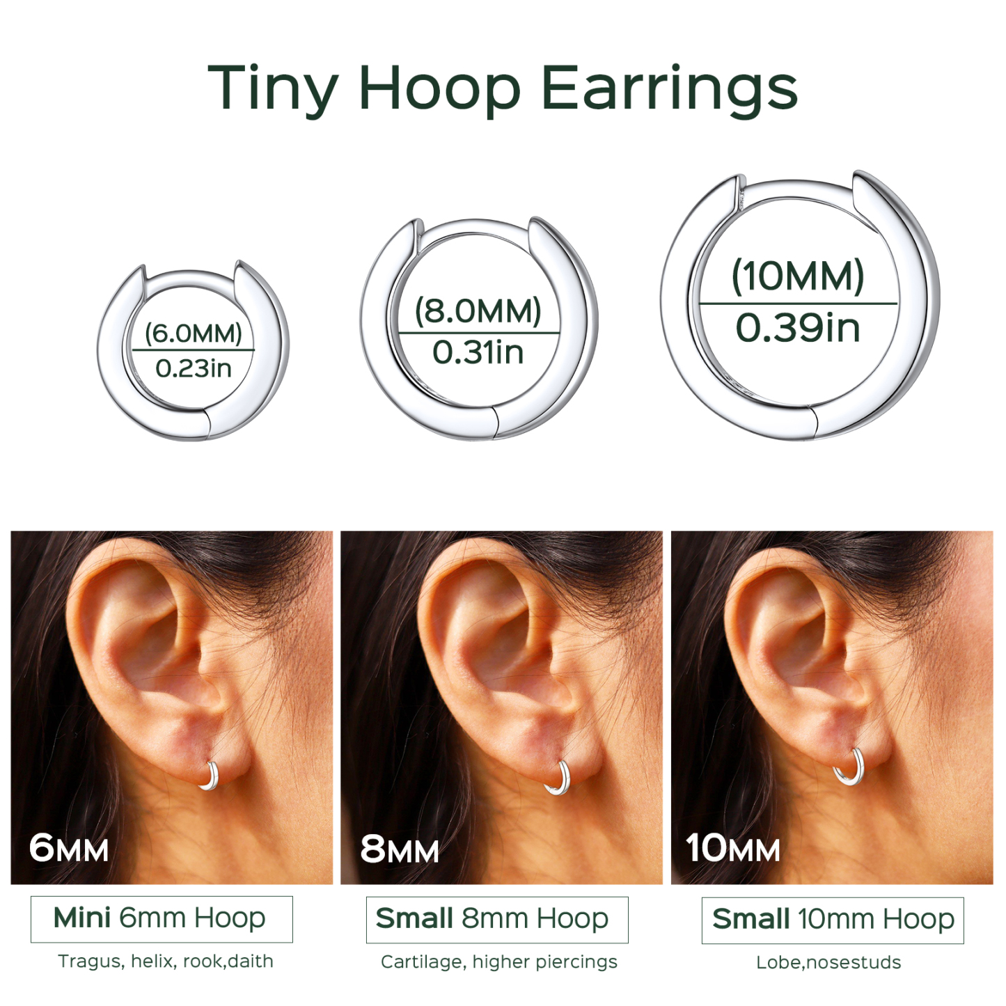 Sterling Silver Hoop Earrings Cartilage Huggie Earrings collection