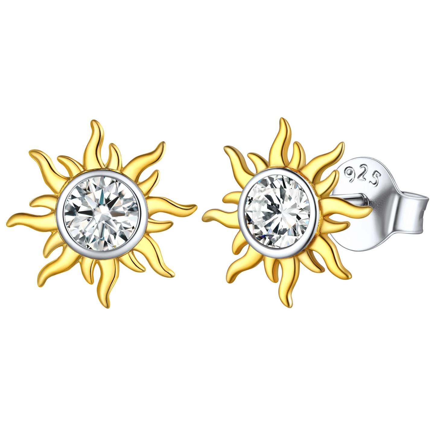  Birthstone Sterling Silver Dainty Small Round Sun Stud Earrings for Women Apr
