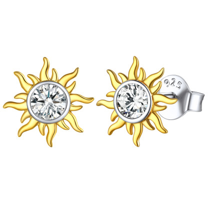  Birthstone Sterling Silver Dainty Small Round Sun Stud Earrings for Women Apr