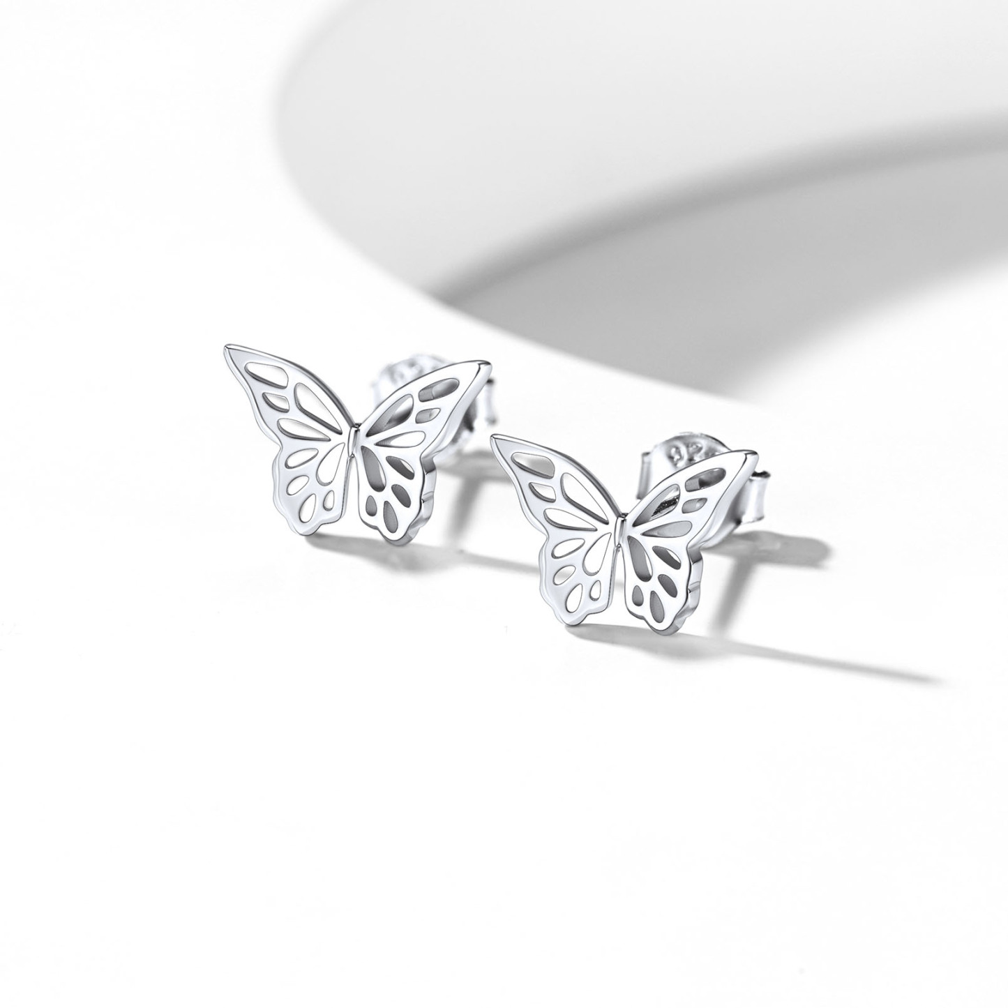Sterling Silver Dainty Butterfly Stud Earrings For Women DETAIL