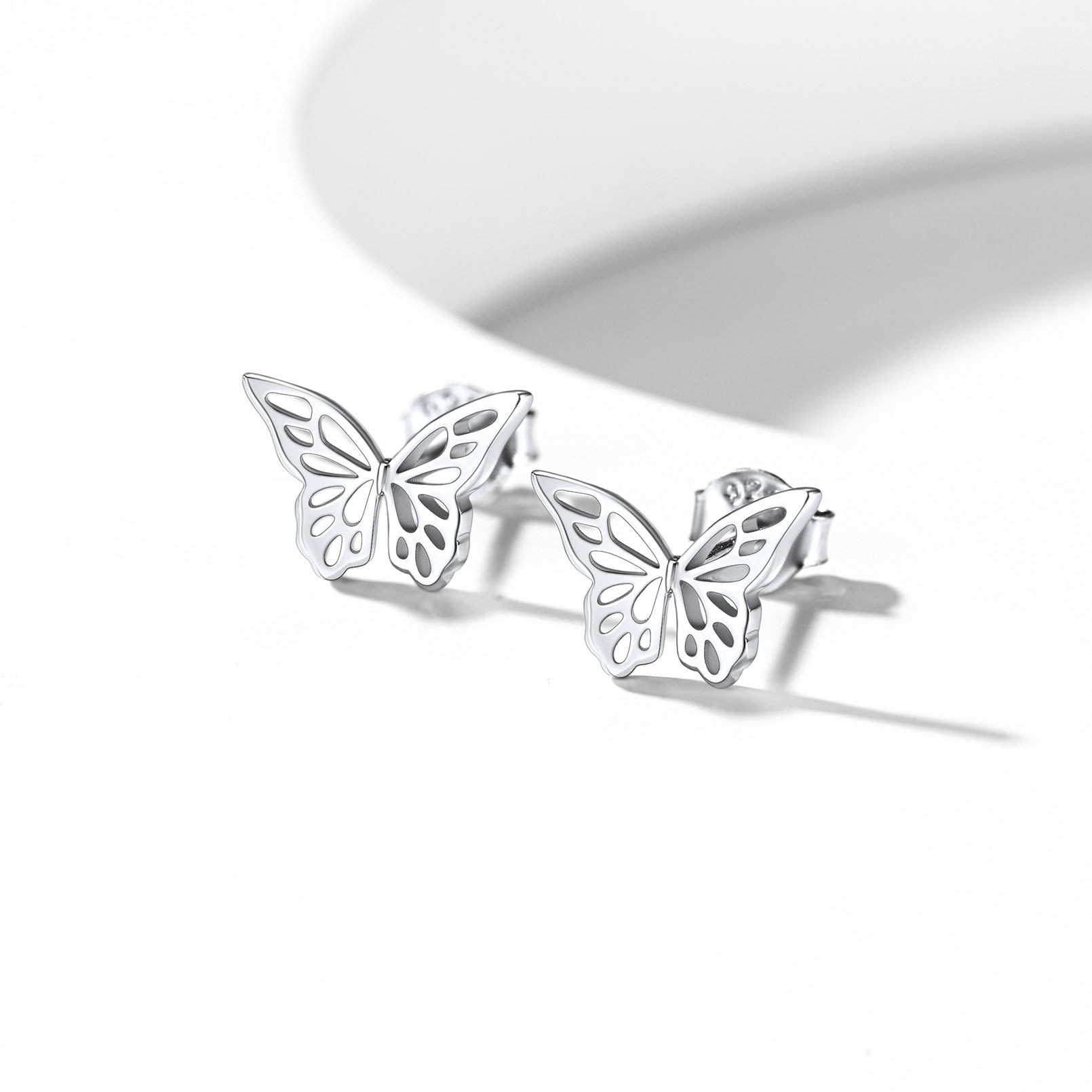Sterling Silver Dainty Butterfly Stud Earrings For Women DETAIL