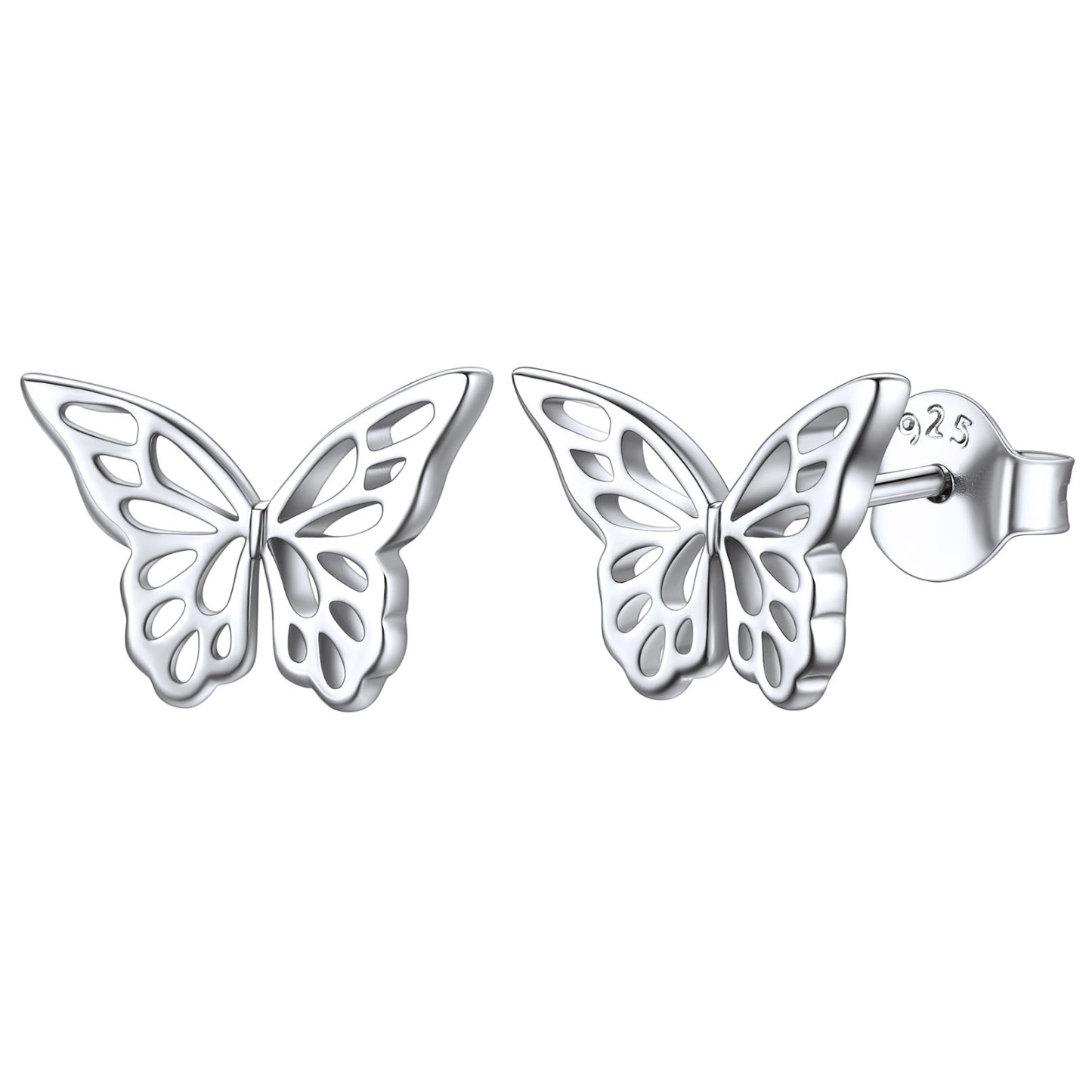 Sterling Silver Dainty Butterfly Stud Earrings For Women SILVER