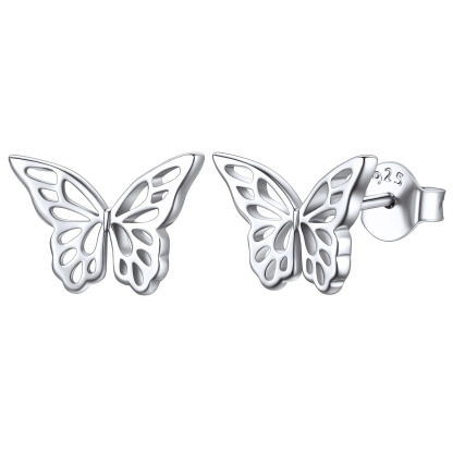 Sterling Silver Dainty Butterfly Stud Earrings For Women SILVER