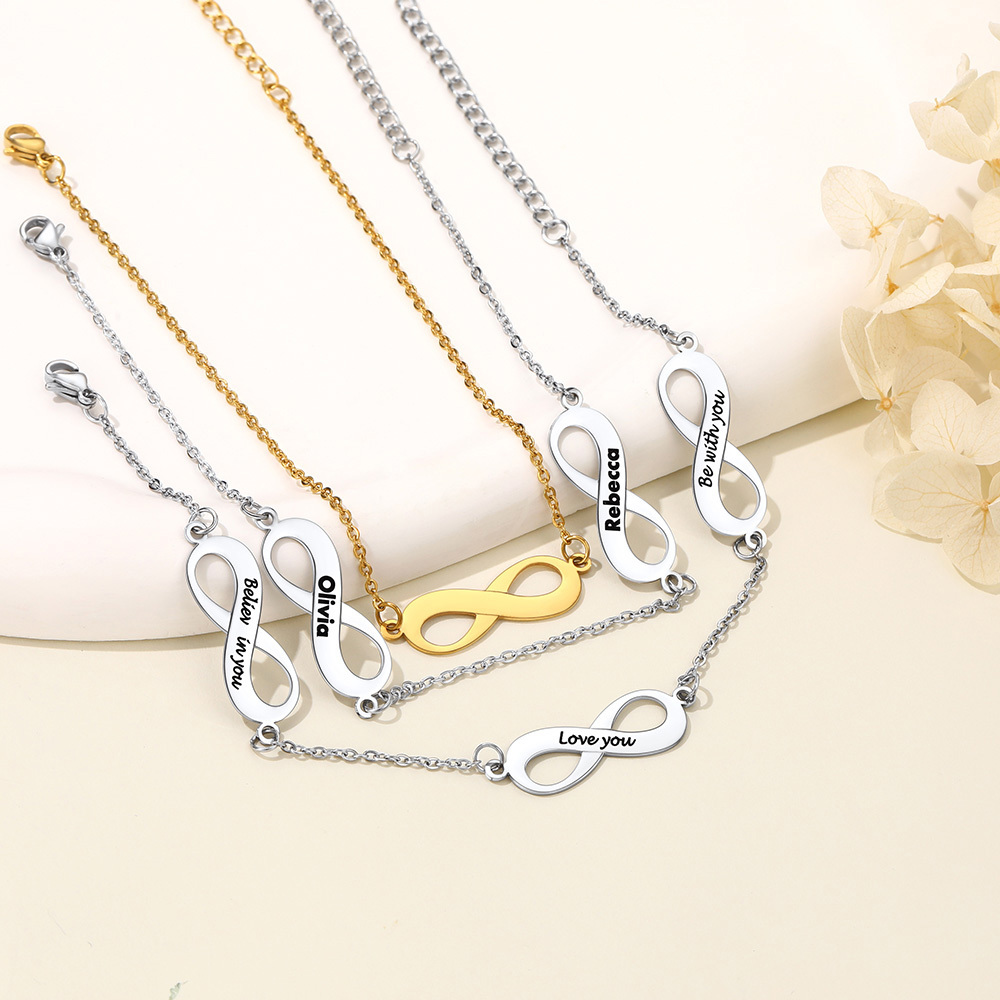 Personalized Infinity Engraved Name Anklets for Women collection