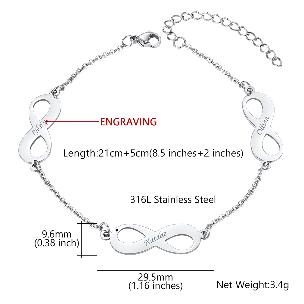 Personalized Infinity Engraved Name Anklets for Women detail 3