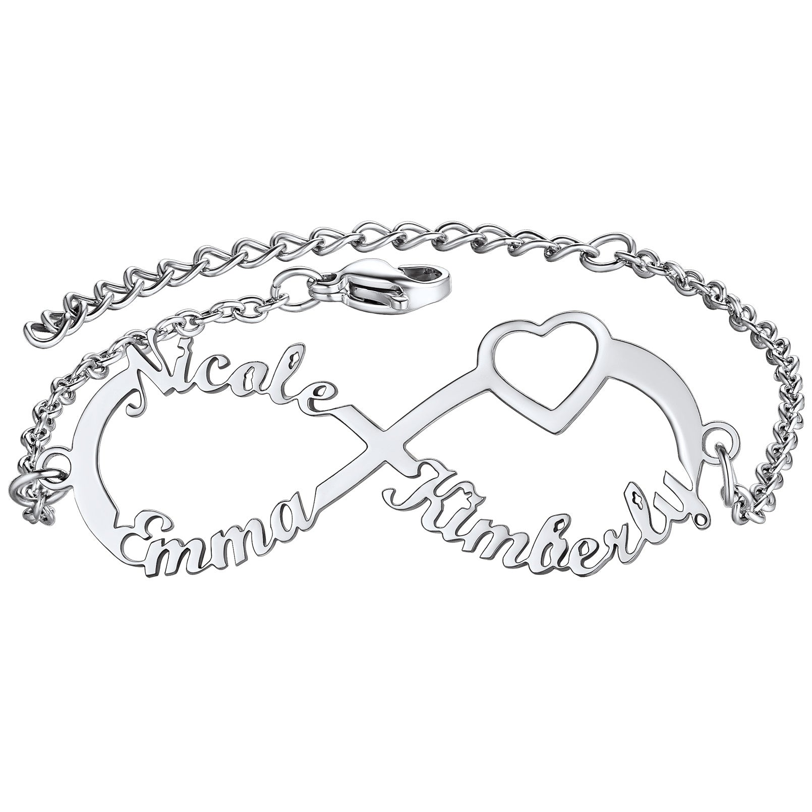 Custom4U Personalized 3 Names Infiniy Anklets steel 