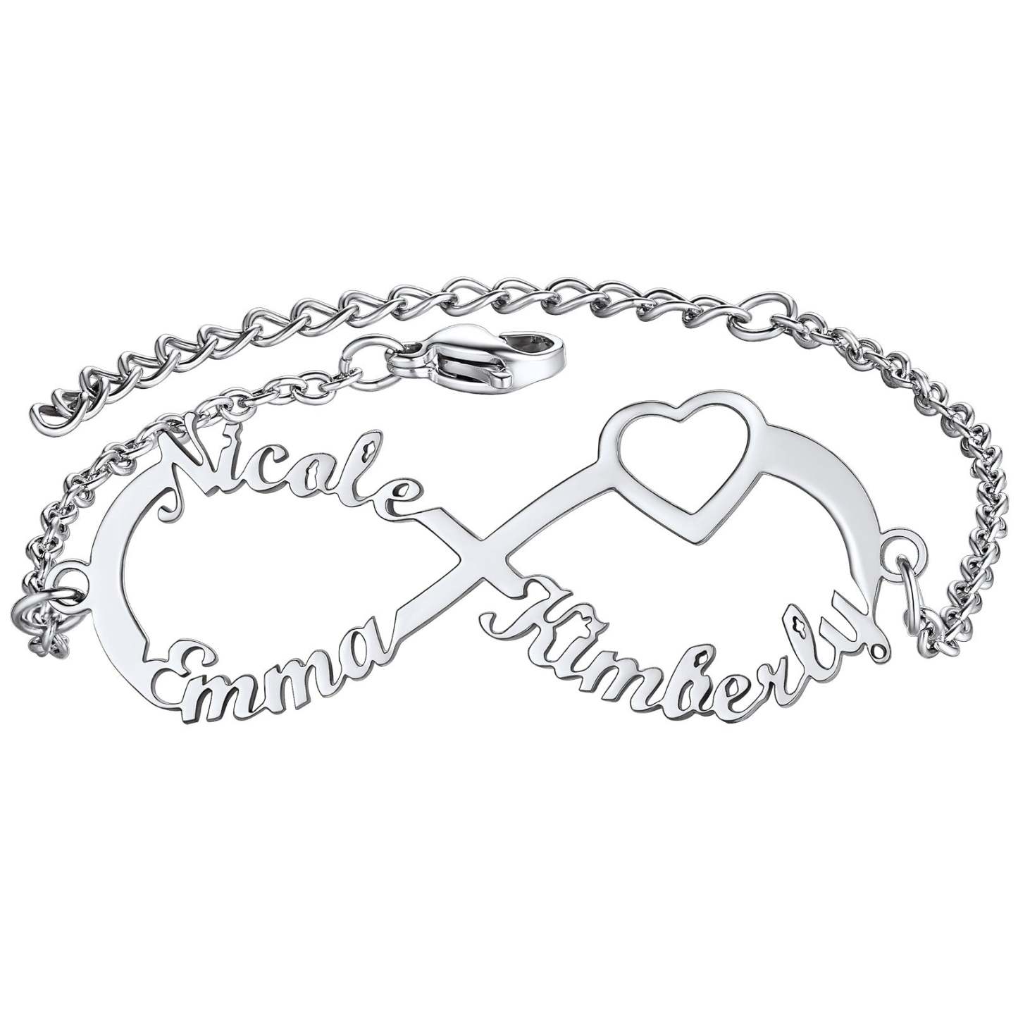 Custom4U Personalized 3 Names Infiniy Anklets steel 