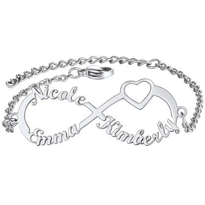 Custom4U Personalized 3 Names Infiniy Anklets steel 