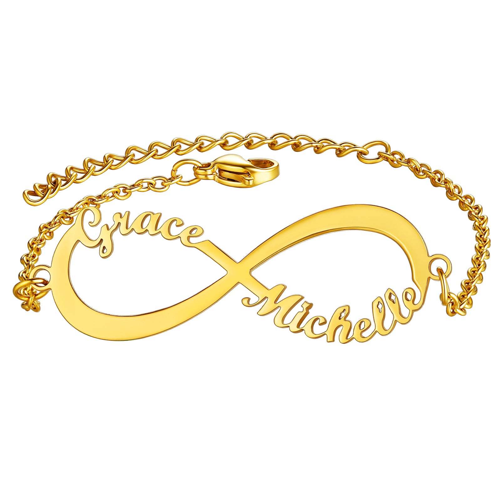 Custom4U 2 Names Infiniy Anklets gold 