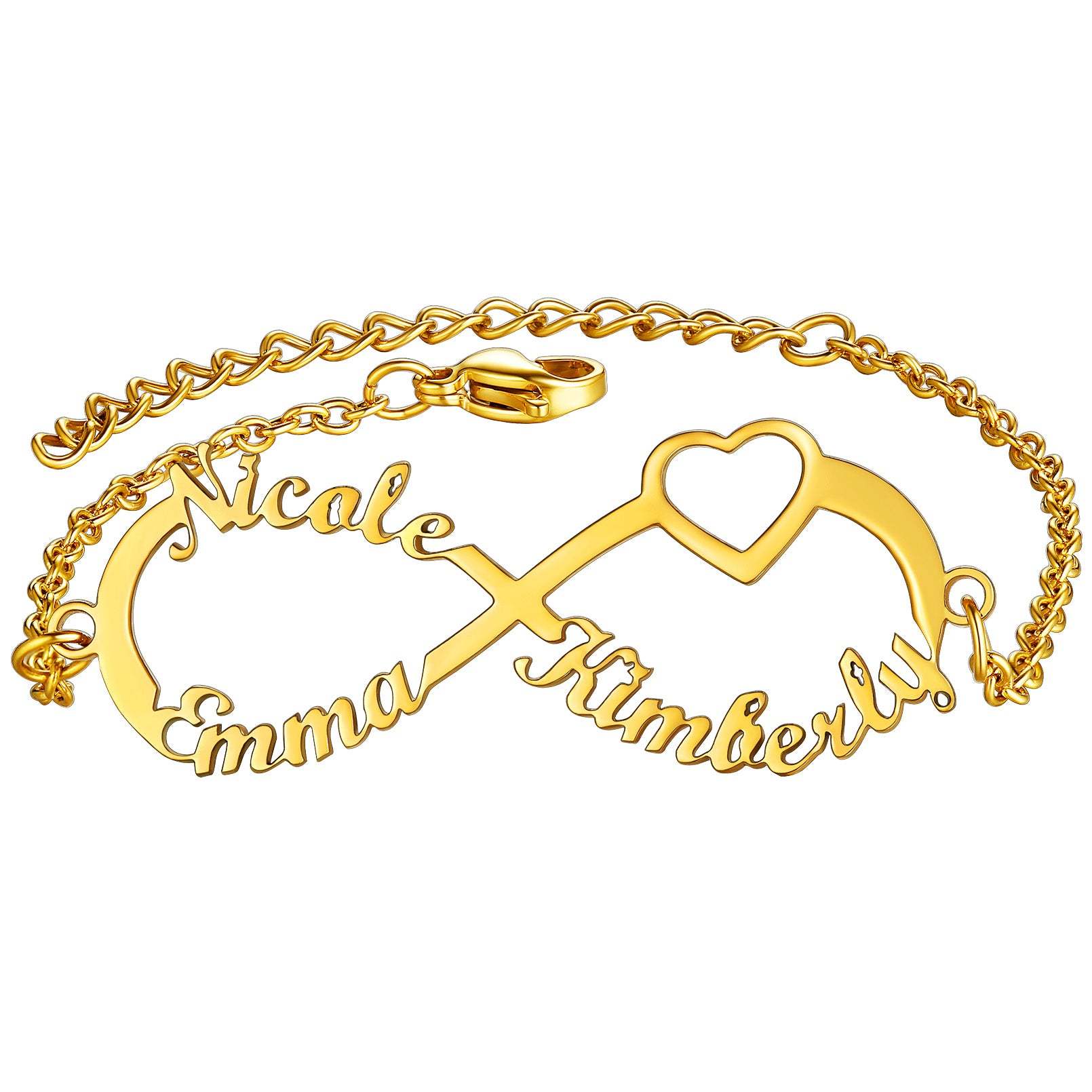Custom4U 3 Names Infiniy Anklets gold