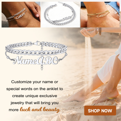 Personalized Name Layered Chain Anklets  silver