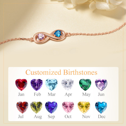 Personalized Birthstone Infinity Engraved Name Ankle Bracelet