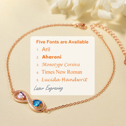 Personalized Birthstone Infinity Engraved Name Ankle Bracelet
