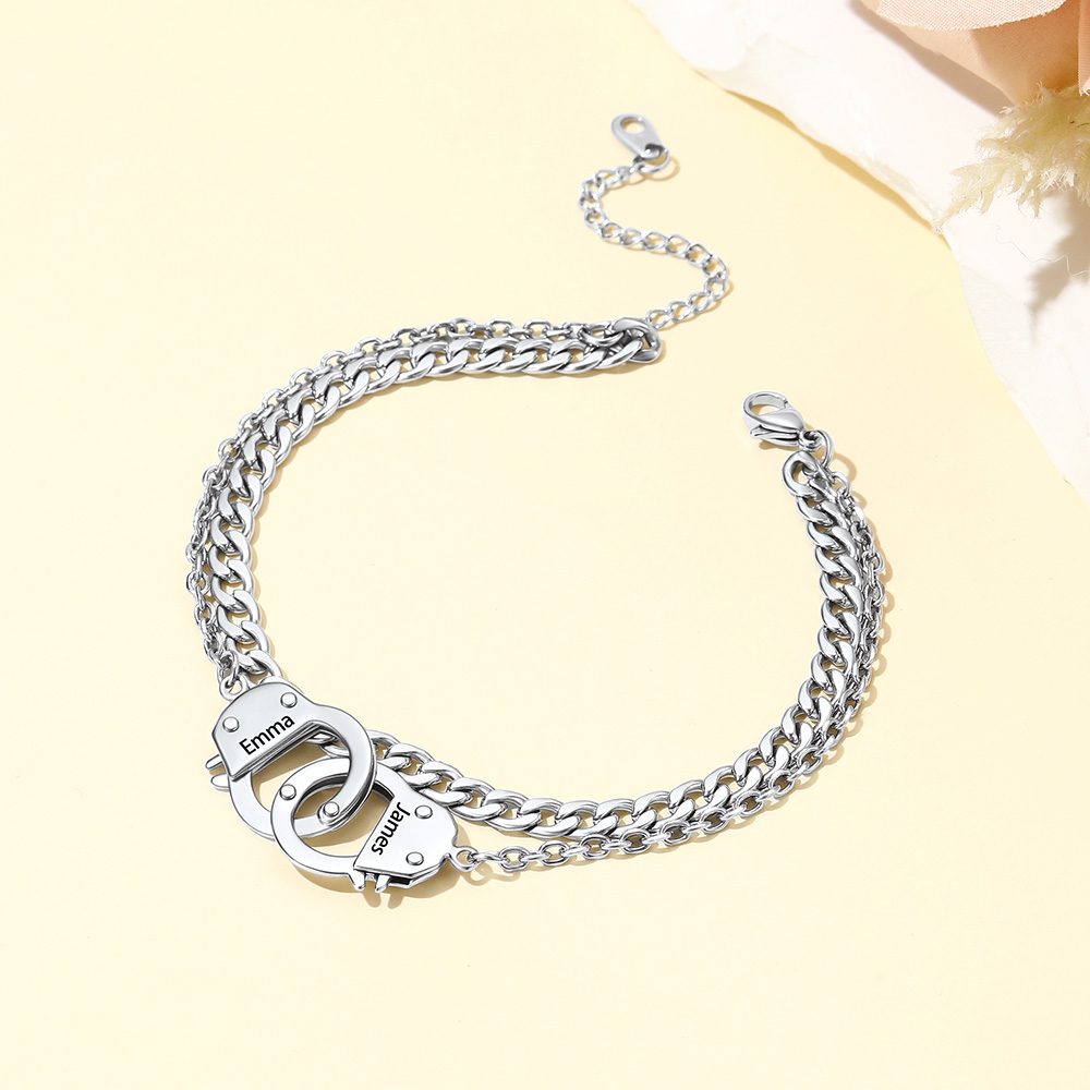 Stainless Steel Handcuff Double Layer Anklet for Women