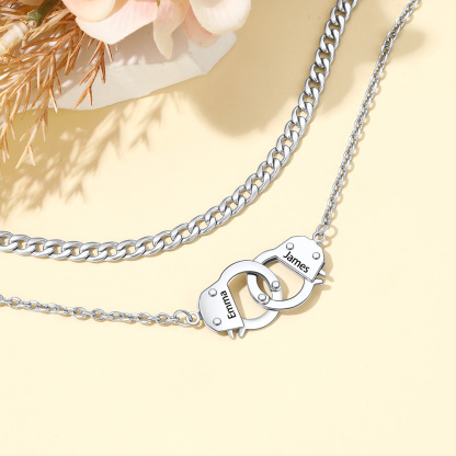 Stainless Steel Handcuff Double Layer Anklet for Women