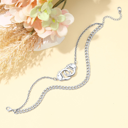 Stainless Steel Handcuff Double Layer Anklet for Women