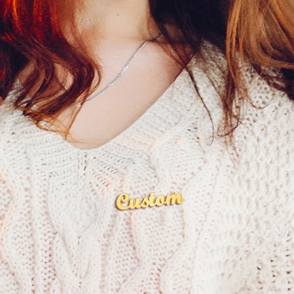 Personalized Name Plate Brooch Pin For Women