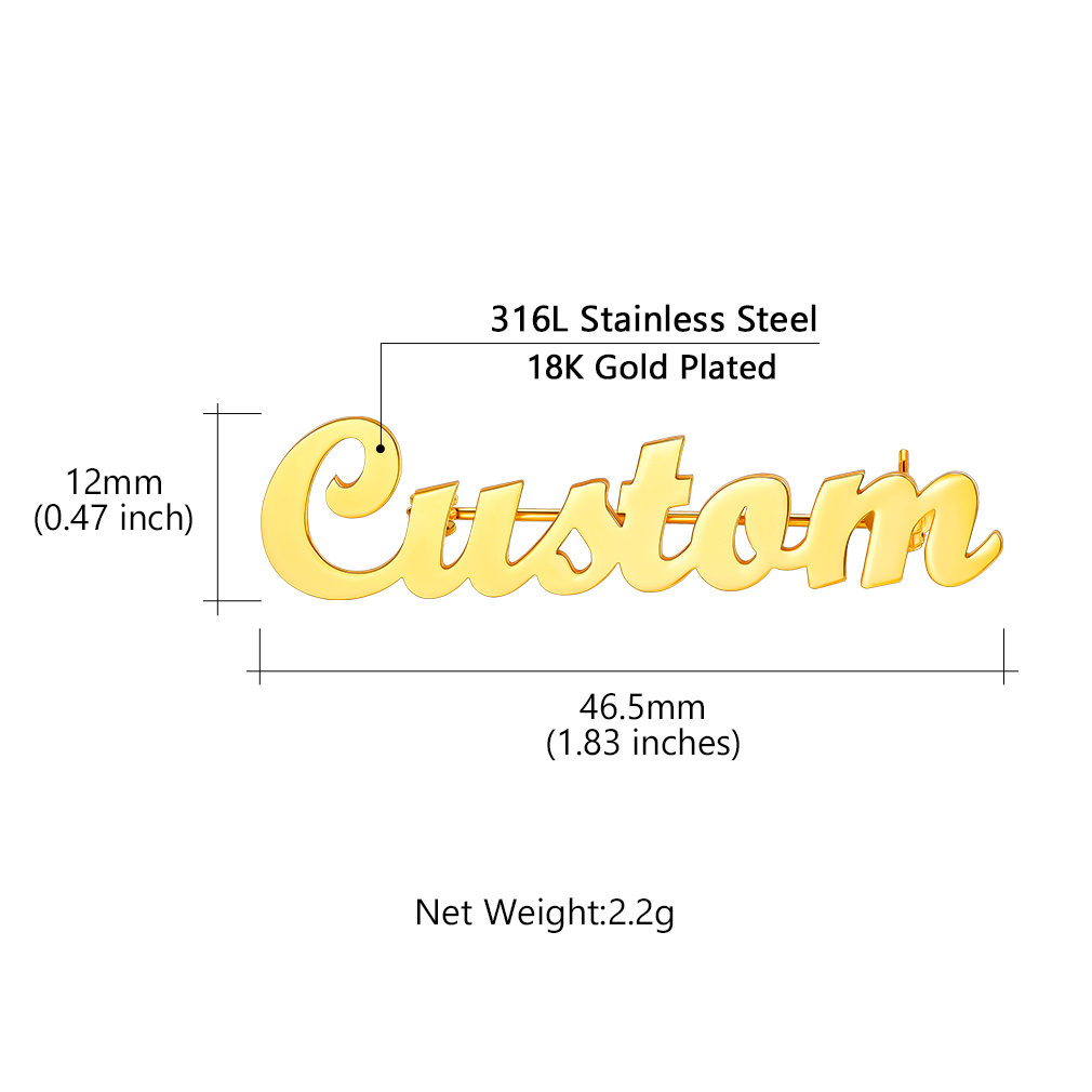 Personalized Stainless Steel Name Brooch Pin For Women