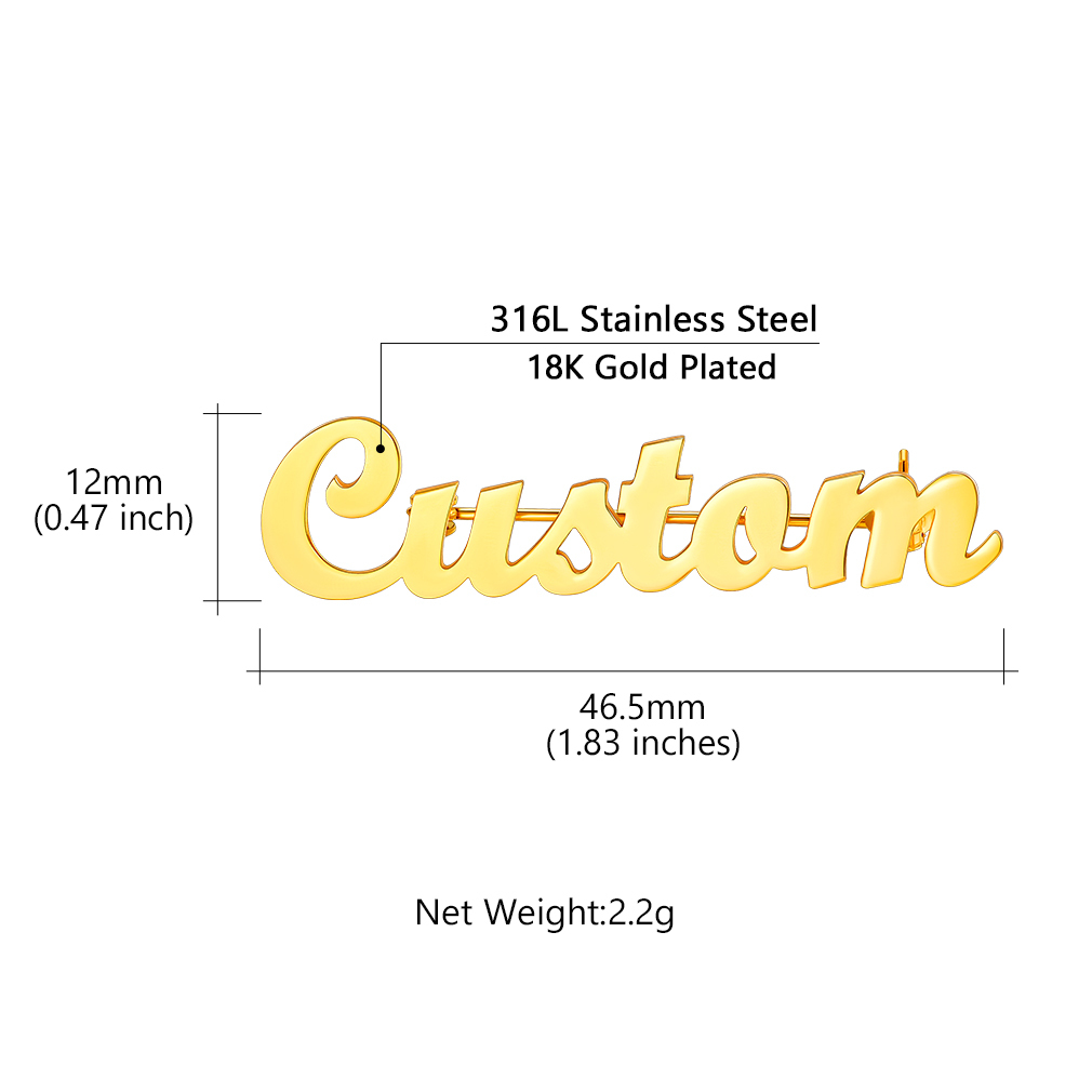 Personalized Stainless Steel Name Brooch Pin For Women