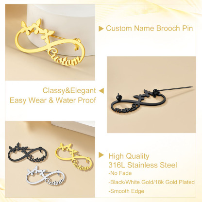 Custom Made Infinity Name Tag Pins for Women detail