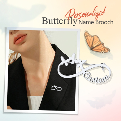  Butterfly Infinity Name Brooch Pin for Women