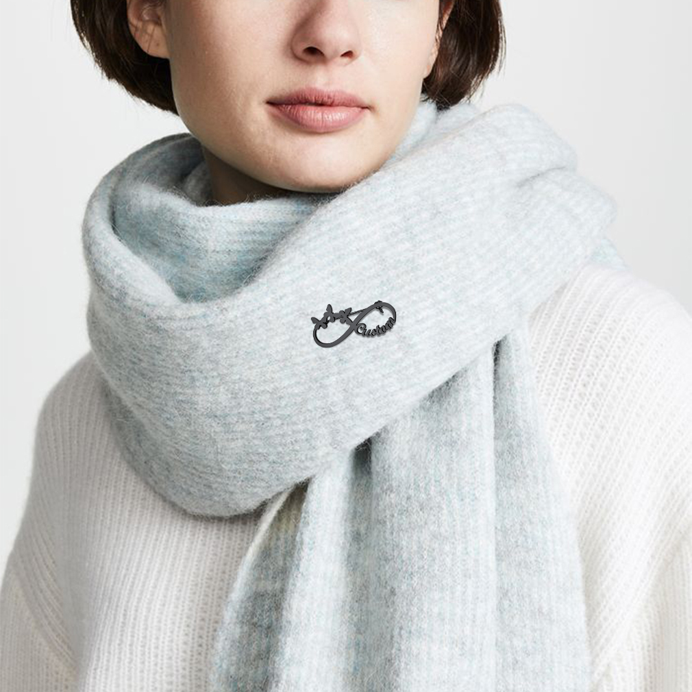 Butterfly Custom Made Infinity Name Tag Pins for Women model black