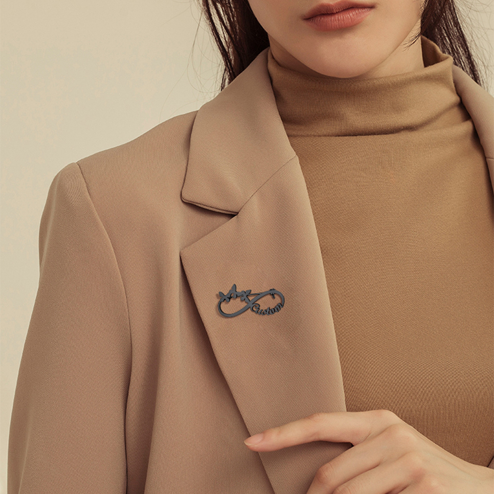 Custom Made Infinity Name Tag Pins for Women black model