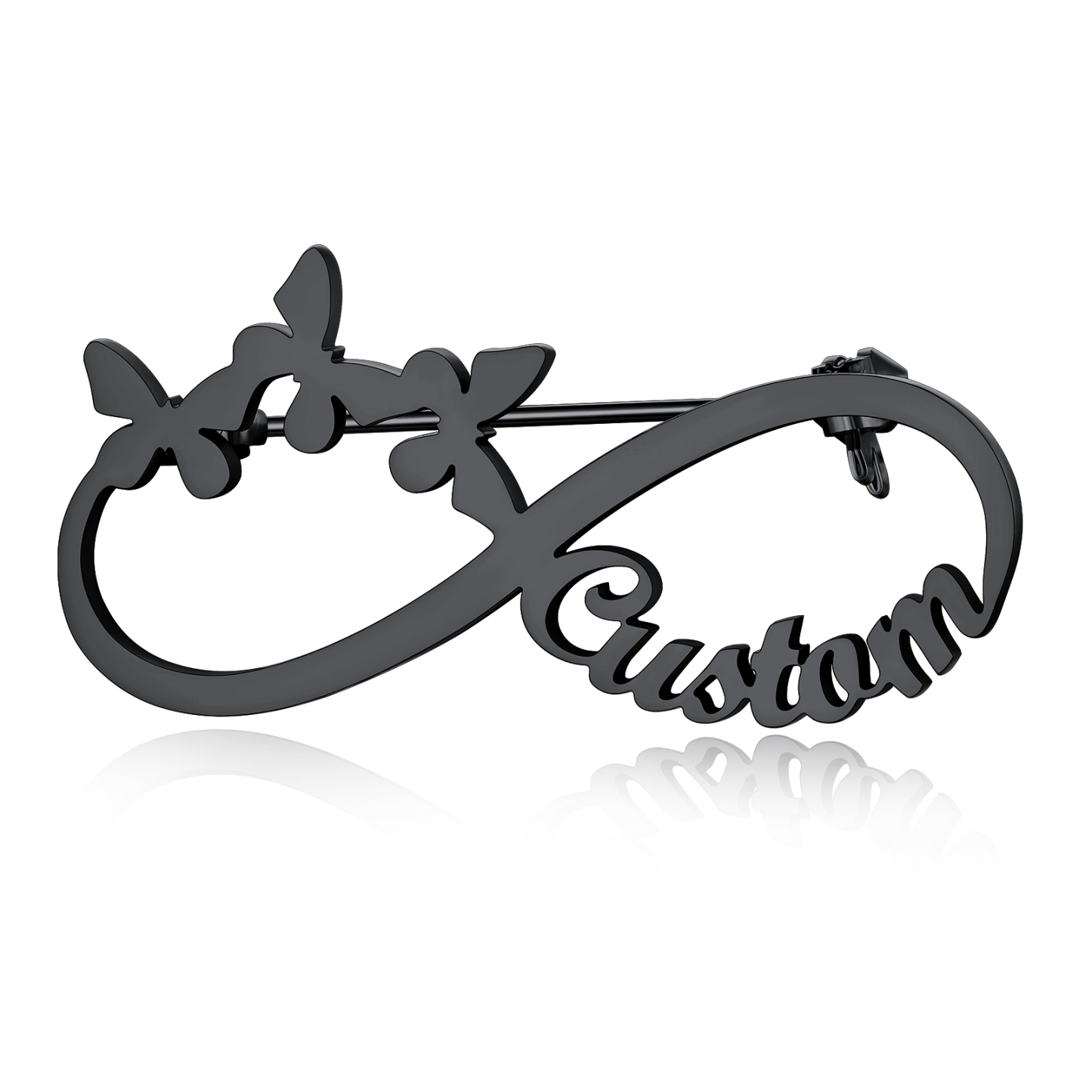 Personalized Butterfly Infinity Name Brooch Pin for Women