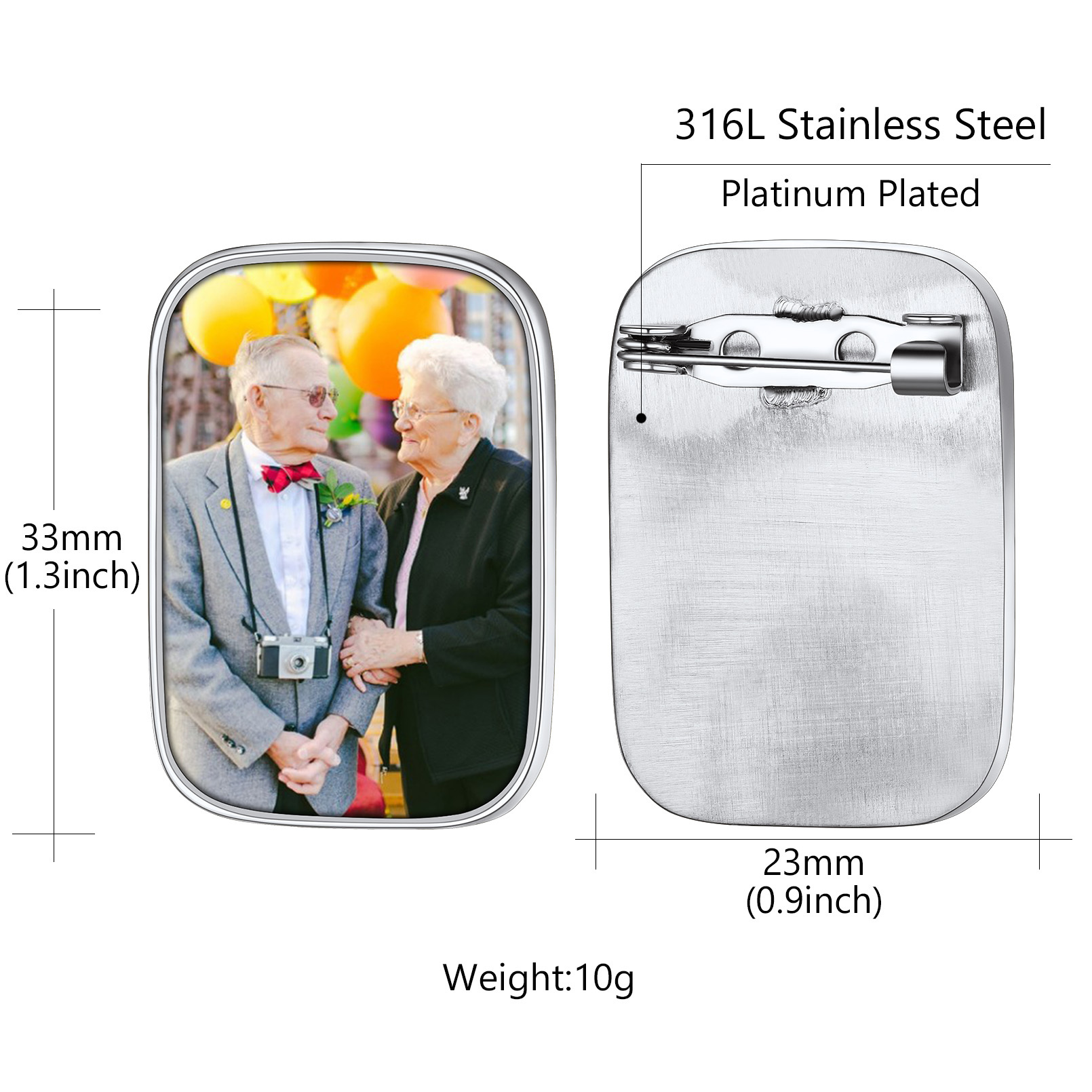 Wedding Photo Charms Custom Engraved Memorial Pins detail