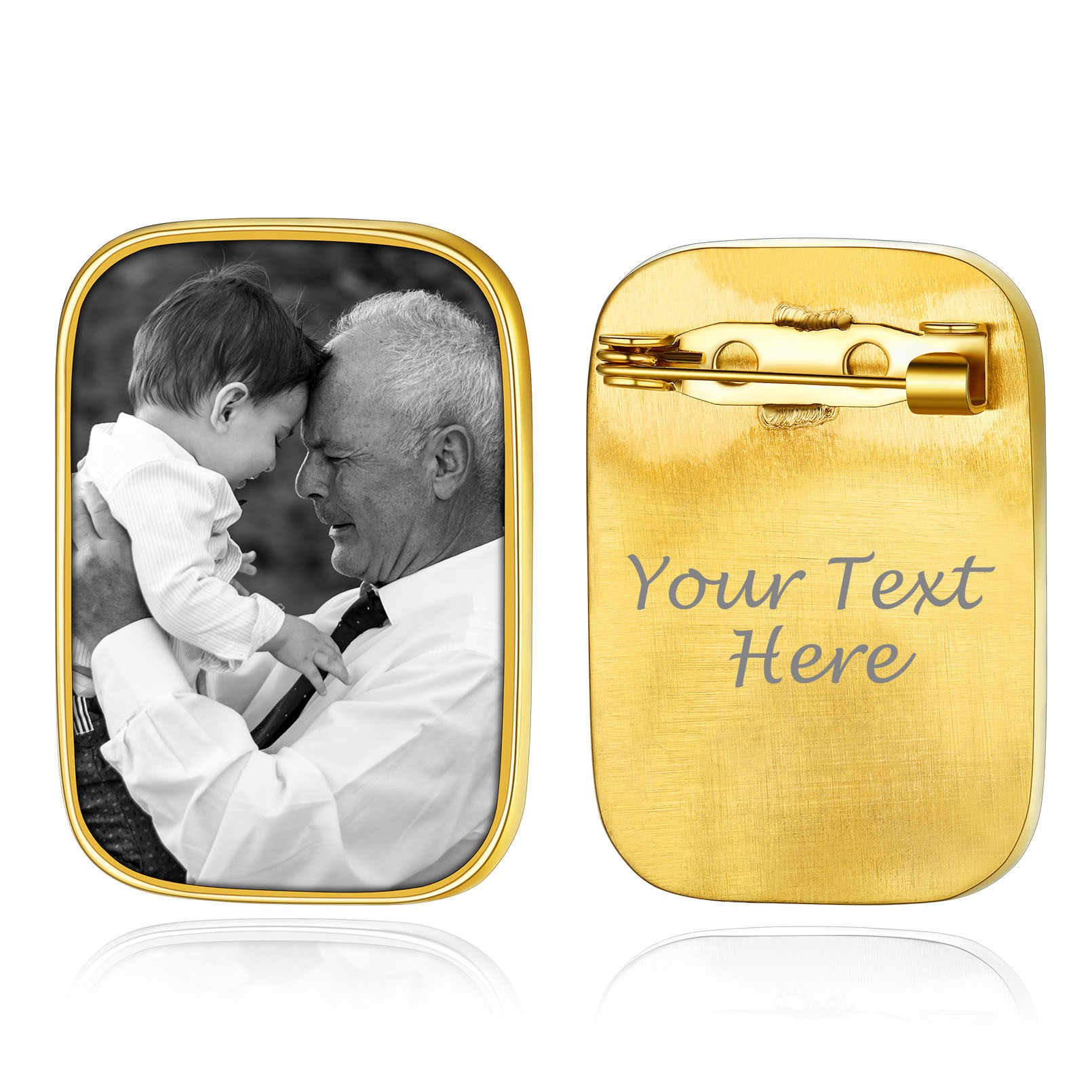 Wedding Photo Charms Custom Engraved Memorial Pins gold