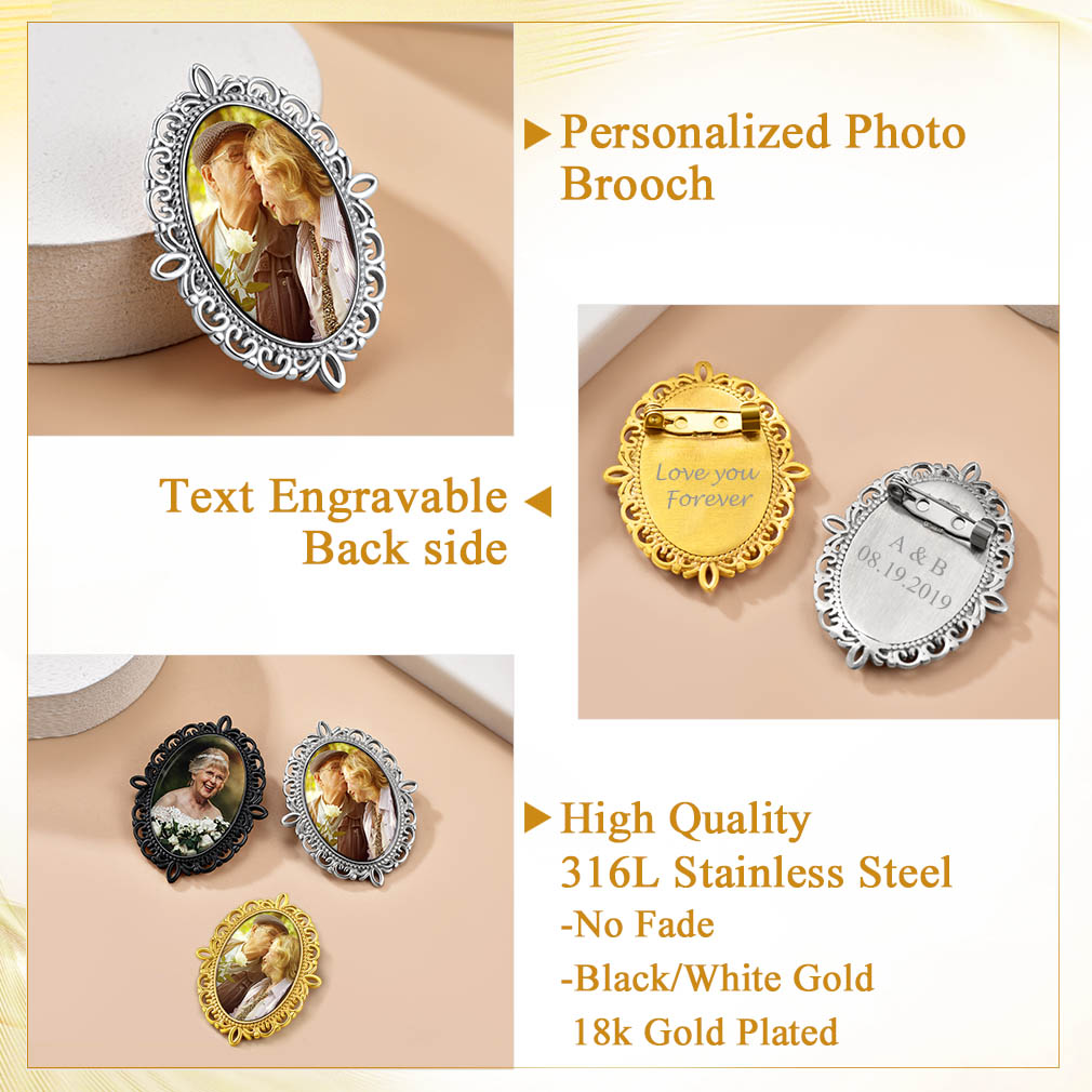 Custom Photo Brooch Pins for Women Memorial Pins